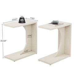 Wood 2-Tier C-Shaped ChairSide End Couch Table (Set of 2)