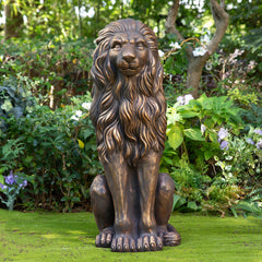 Glitzhome 36.25"H Oversized MGO Bronze/White/Black Guardian Sitting Lion Garden Statue