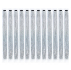 SWACC 12 Pcs Straight One Color Party Highlights Clip on in Hair Extensions Colored Hair Streak Synthetic Hairpieces (Platinum Blonde)