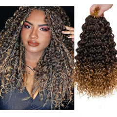 8 Packs Curly Crochet Hair GoGo Curl Crochet hair for Women Natural Black Deep Wave Braiding hair,Synthetic Bohemian Crochet Braid Water Wave Crochet hair Extensions(18inch, 1B)