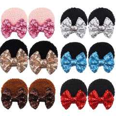 CellElection 8PCS Sequin Mouse Ears Hair Clips Glitter Hair Bows Cute Mice Ears Hair Clips Barrettes for Women Girls Hair Accessories for Costume Party Favor Christmas Decoration