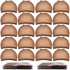 MORGLES 20 Pcs Wig Cap Beige, Stretchy Nylon Wig Caps for Women