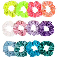 Whaline 12 Pack Hair Scrunchies Premium Velvet Scrunchy Elastic Hair Bands for Girls, Women Hair Accessories (12 Colors)