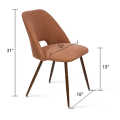 Upholstered Cutout Back Dining Chair with Walnut Leg(Set of 4)