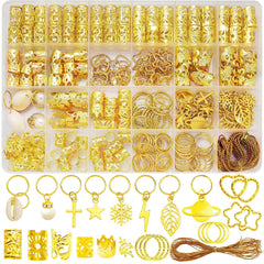 260 Pcs Hair Jewelry for Braids,Hair Beads Accessories for Dreadlock,Metal Hair Clips Cuffs Rings,Loc Rave Hair Charm Decorations Adjustable Kits for Men Women Silvery