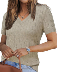 Arach&Cloz Women's Wool Blend Summer Fall Tops Lightweight Business Casual Blouses