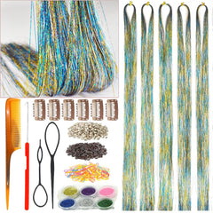 Copper Gold Hair Tinsel,5 PCs/Pack,48 Inch, Heat Resistant,Champagne Gold Fairy Hair Extensions Highlights Sparkling Strands Kit for Kids Girls (Boxed)