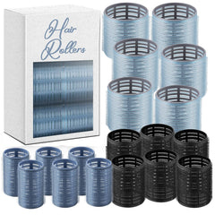 Self-Grip Ceramic Ionic Thermal Hair Rollers Set - 18 Velcro Rollers for Long and Short Hair, Blowout Look, Salon Quality