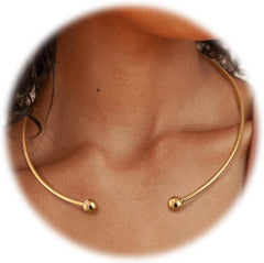 Sanfenly Choker Collar for Women 14K Gold Plated Silver Stainless Steel Metal Collar Choker Necklace Statement Open Cuff Bangle Necklace for Women