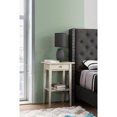 Modern 28-in Metal Hand Holder Single-Drawer Wood Tall Nightstand with Shelf