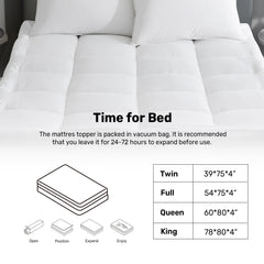 3"& 4" Ultra Thickness Fitted Down Alternative Fiber Mattress Topper with Elastic Deep Strape