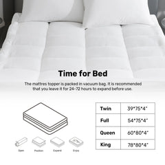 3"& 4" Ultra Thickness Fitted Down Alternative Fiber Mattress Topper with Elastic Deep Strape
