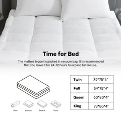 3"& 4" Ultra Thickness Fitted Down Alternative Fiber Mattress Topper with Elastic Deep Strape