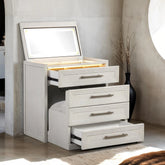 Furniture of America Elettra Modern Wood White Vanity Set with Storage Stool
