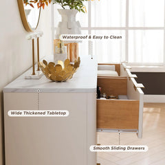 Modern Fluted 6 Drawers Dresser, Chest of Drawers, Dresser TV Stand