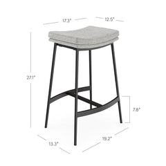 Nathan James Arlo Modern Backless Upholstered Kitchen Counter Bar Stool with Saddle Seat and Metal Base