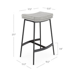 Nathan James Arlo Modern Backless Upholstered Kitchen Counter Bar Stool with Saddle Seat and Metal Base