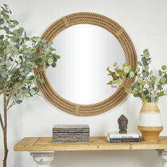 Jute Rope Rope Room Wall Mirror - Brown - Roche River Decor
