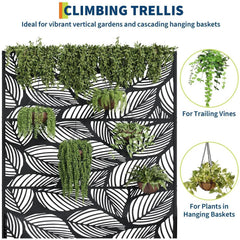 Metal Privacy Screen Planter Box, Raised Garden Bed for Climbing Plants, Veggies, Birch Leaf Style
