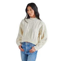 Steve Madden Marcie Cropped Cable Knit Sweater