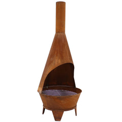 75-Inch Chiminea Wood-Burning Fire Pit Steel with Oxidized Finish