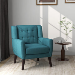 Modern Upholstered Faux Leather Tufted Armchair Linen Accent Chairs