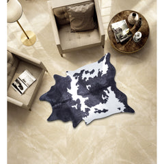 Rio Collection Black/White Faux Cowhide Printed Rug