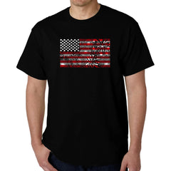 LA Pop Art Men's Word Art T-shirt - Fireworks American Flag