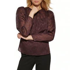 DKNY Semi-Sheer Puff Sleeve Blouse