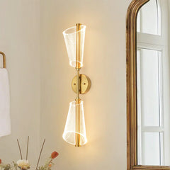Modern Dimmable LED 2-Light Clear Acrylic Cone Vanity Wall Lamp