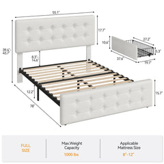 Bed Frame with 4 Storage Drawers and Headboard