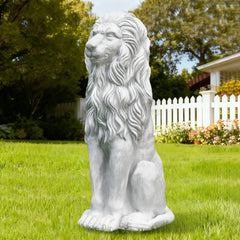 Glitzhome 36.25"H Oversized MGO Bronze/White/Black Guardian Sitting Lion Garden Statue