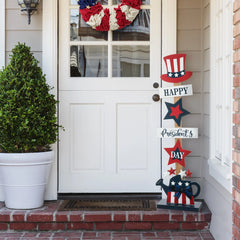 Glitzhome Americana Happy Patriotic's Day Wooden Uncle Sam Porch Decor