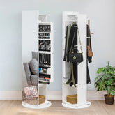 360 Full Length Mirror Jewelry Armoire with Hall Tree