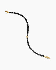 Spiritual Beads Evil Eye Bracelet with Black Onyx, Sapphire and 18K Yellow Gold, 4mm
