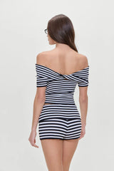 Frankies Bikinis | Lola Rib Striped Knit Top