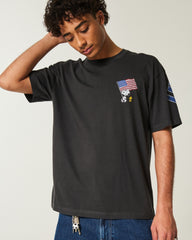 Boxy Snoopy USA Graphic Tee-faded black