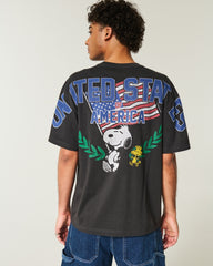 Boxy Snoopy USA Graphic Tee-faded black