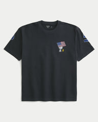 Boxy Snoopy USA Graphic Tee-faded black