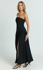 Nadiane Maxi Dress - Strapless Asymmetric Drop Waist Dress in Pink