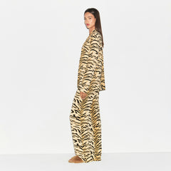 SKIMS SLEEP LONG SLEEVE BUTTON UP SET | BRONZE TIGER PRINT