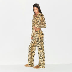 SKIMS SLEEP LONG SLEEVE BUTTON UP SET | BRONZE TIGER PRINT