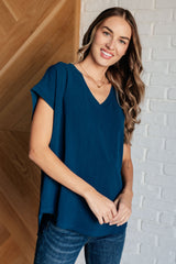 Very Much Needed V-Neck Top in Teal (Online Exclusive)