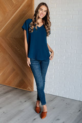 Very Much Needed V-Neck Top in Teal (Online Exclusive)
