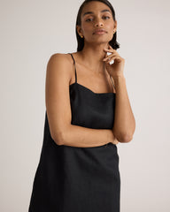 100% European Linen Spaghetti Strap Mini Dress