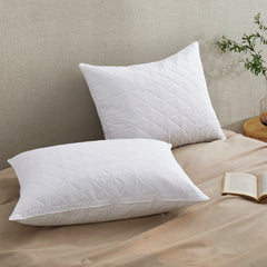 2 Pack Hotel Quality Goose Feather Bed Pillows for Side & Back Sleepers