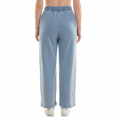 Nanette Lepore Bleach Wash Wide Leg Denim-Look Pants