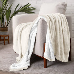 Bare Home Sherpa Fleece Blanket - Reversible Plush Bed Blanket