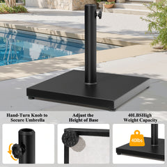 VredHom 43lbs Outdoor Patio Market Umbrella Square Concrete Base Stand
