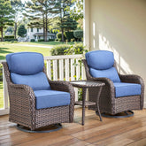 Meyreso 3-Piece Wicker Patio Swivel Glider Chairs with 6-Inch Thick Cushions and Side Table